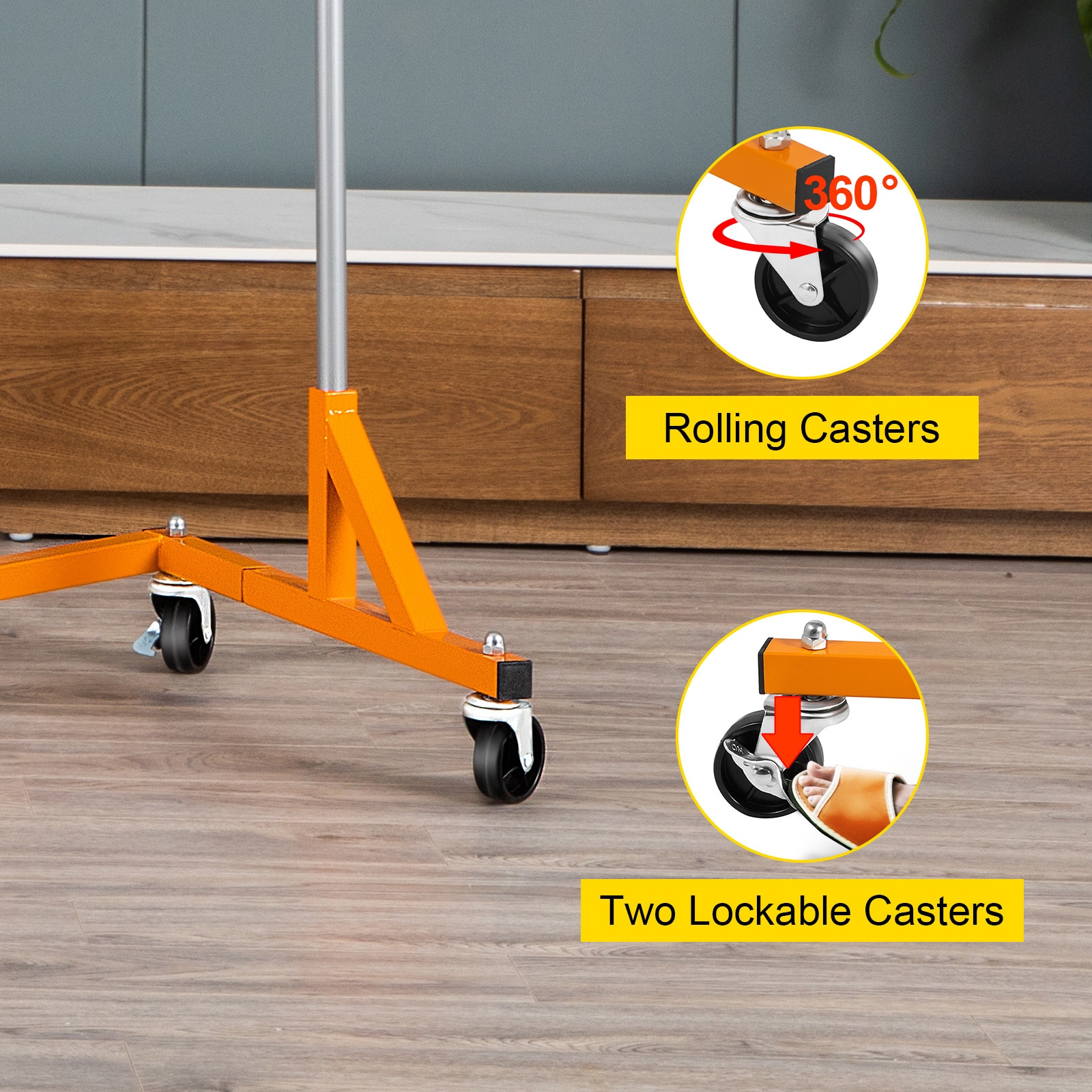 Z-base Clothing Rack With Lockable Casters, Industrial Steel Z Rack_voghion.com